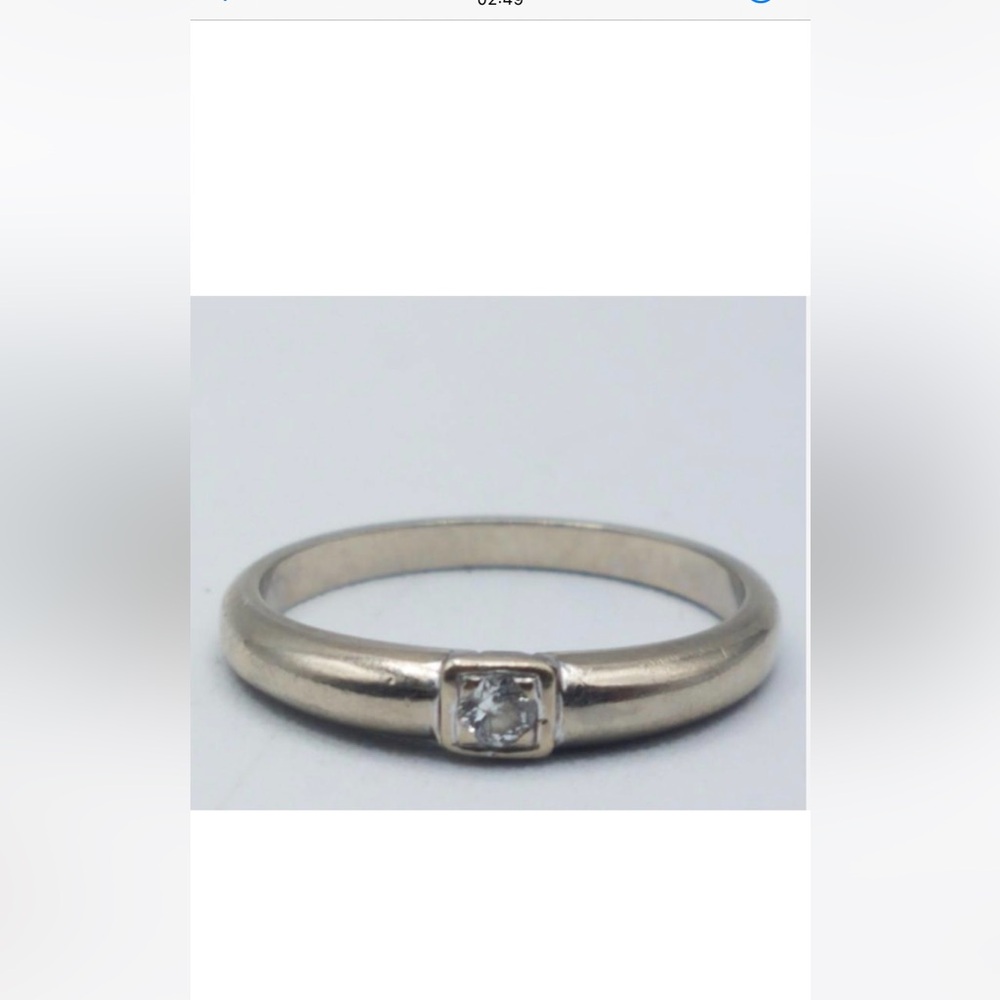 2.35g 13K White Gold Diamond Band Ring Size 6.25 US